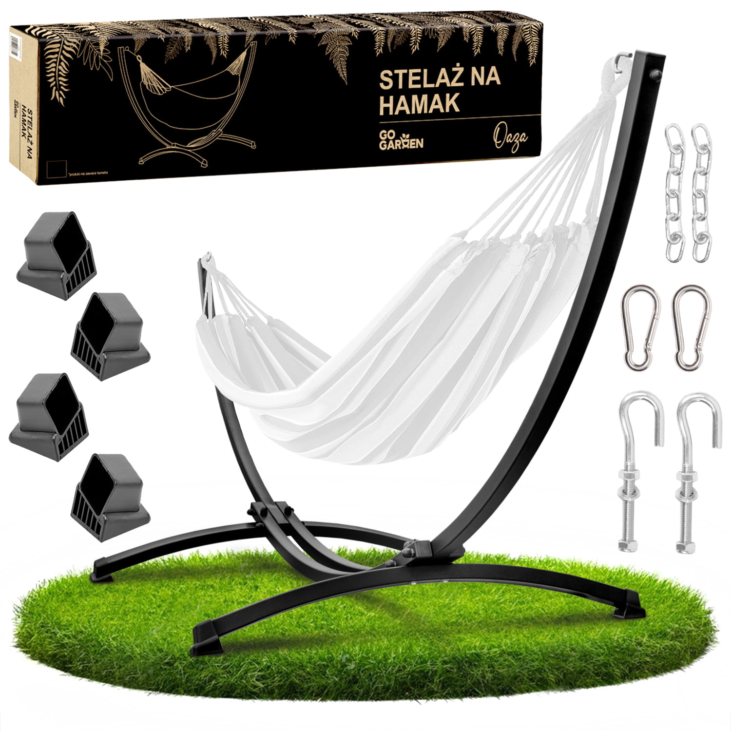 Stelaż na hamak dwuosobowy metalowy czarny | GoGarden