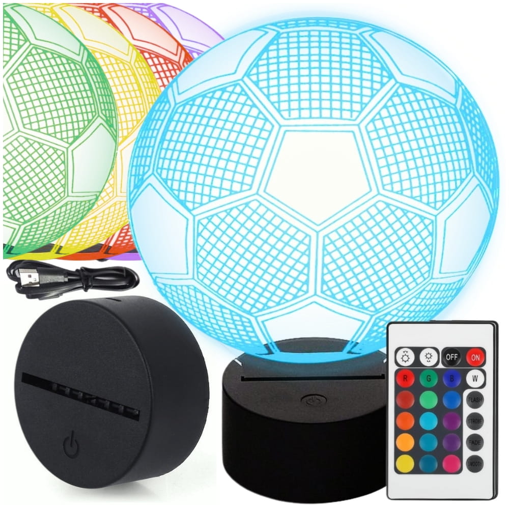 Lampka nocna led 3d piłka – dotykowa usb + pilot 