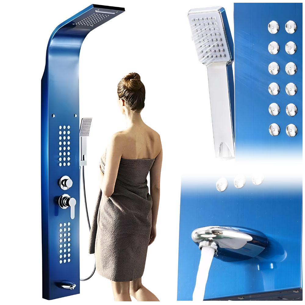 Bateria panel prysznicowy z hydromasażem- niebieski