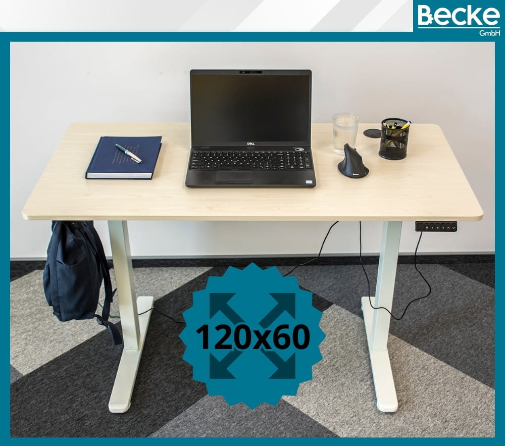 Biurko elektryczne z regulacją wysokości 120 × 60 cm – jasny brąz – zdjęcie 3