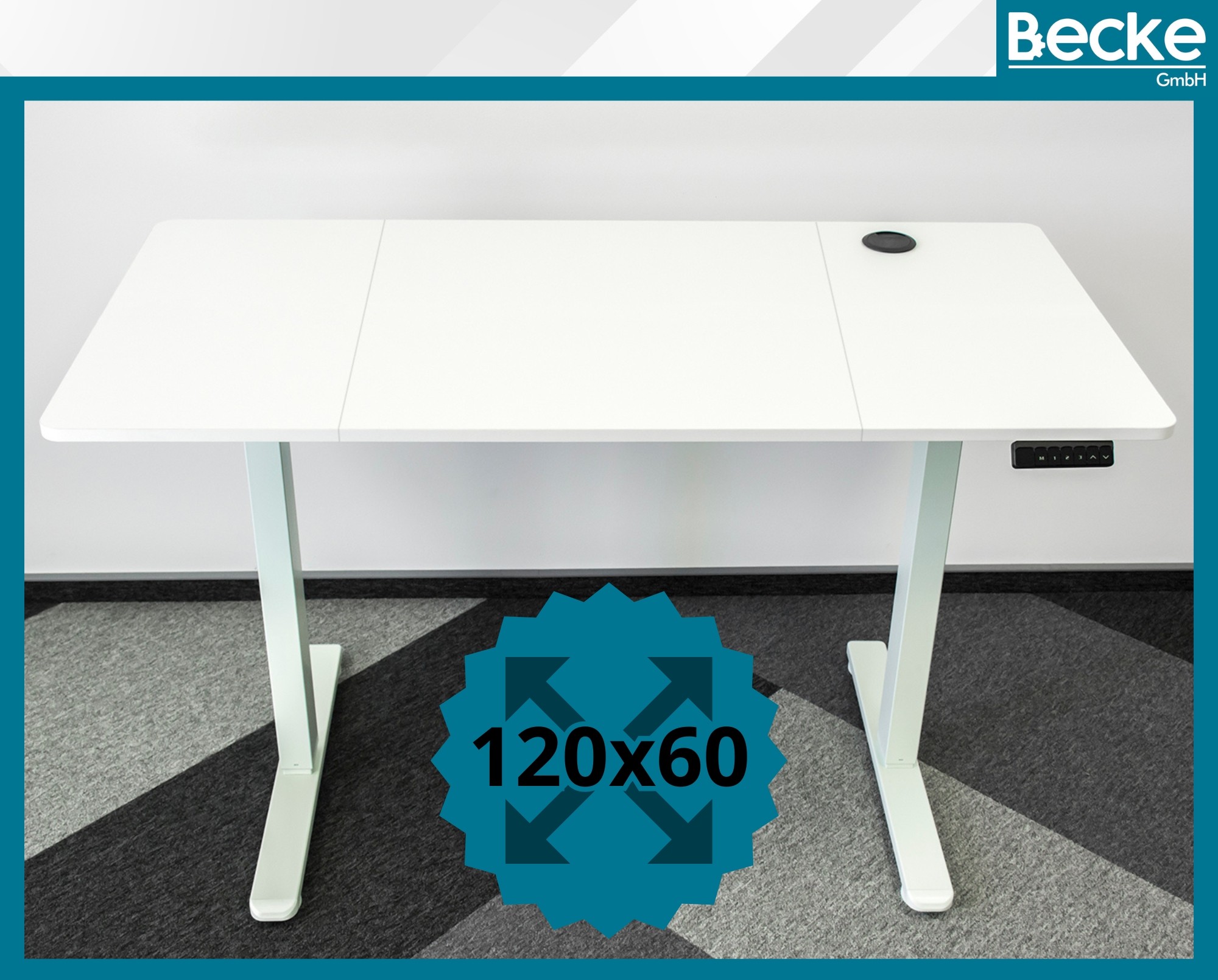 Biurko elektryczne z regulacją wysokości 120 × 60 cm – białe – zdjęcie 3