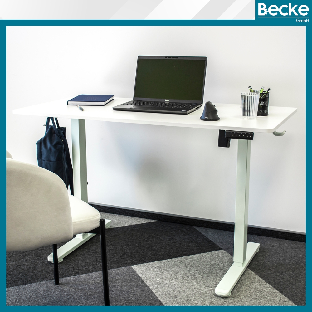 Biurko elektryczne z regulacją wysokości 120 × 60 cm – białe – zdjęcie 4