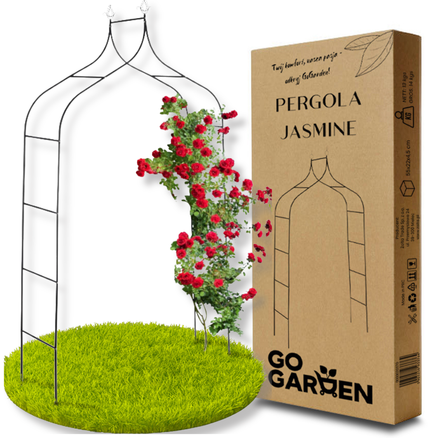 Pergola ogrodowa metalowa do pnączy kwiatów róż podpora | GoGarden