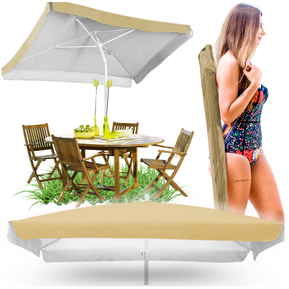 Duży parasol ogrodowy plażowy 160x160 cm beżowy | GoGarden