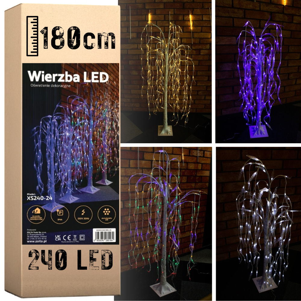 Drzewko świąteczne 240 LED - świecąca wierzba 180 cm