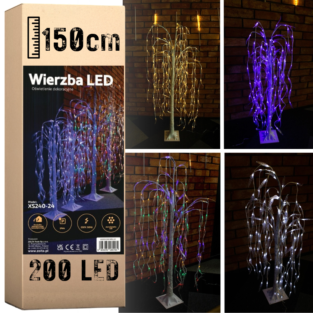 Drzewko świąteczne 200 LED - świecąca wierzba 150 cm