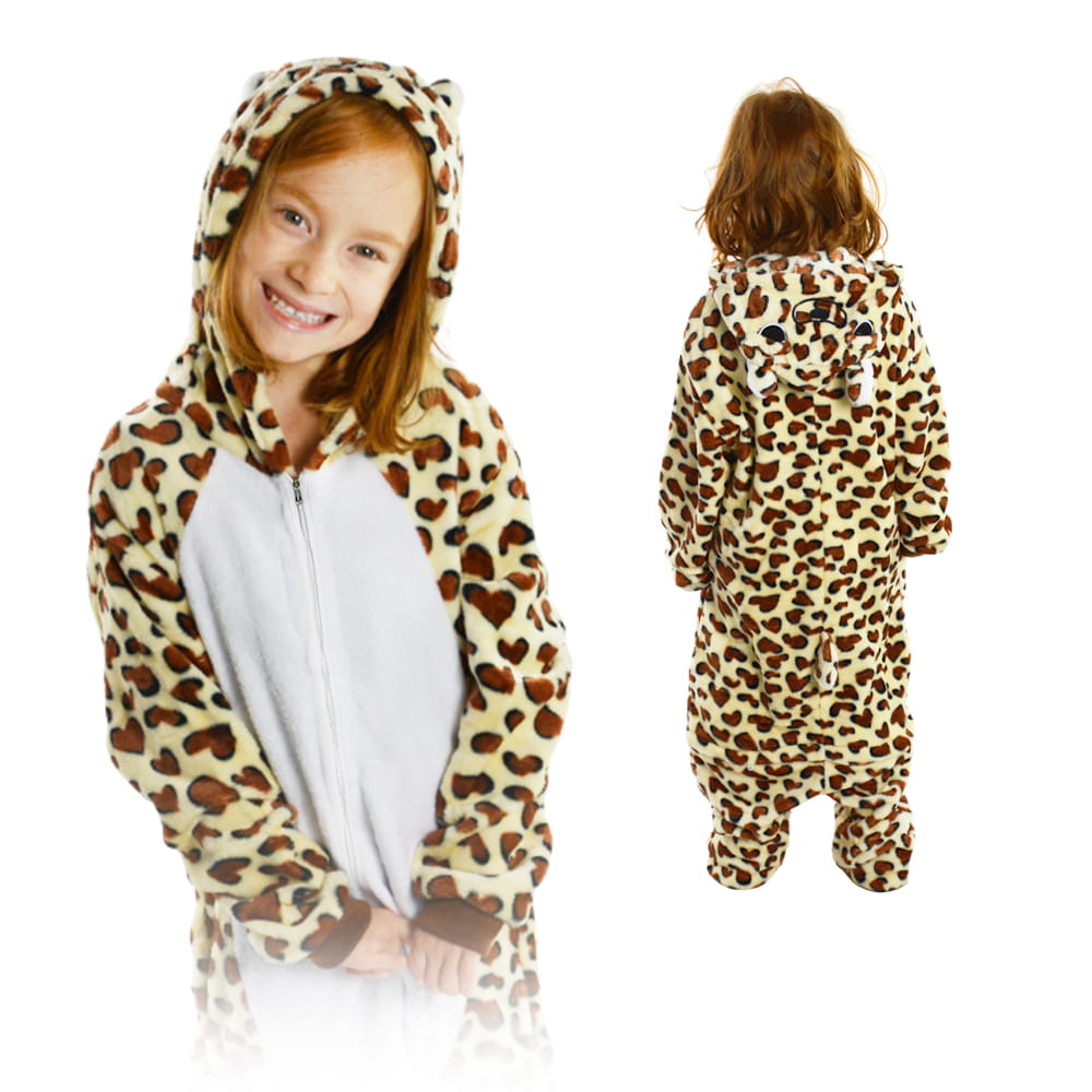 Onesie dziecięce – ciepła piżama / kostium jednoczęściowy Lampart