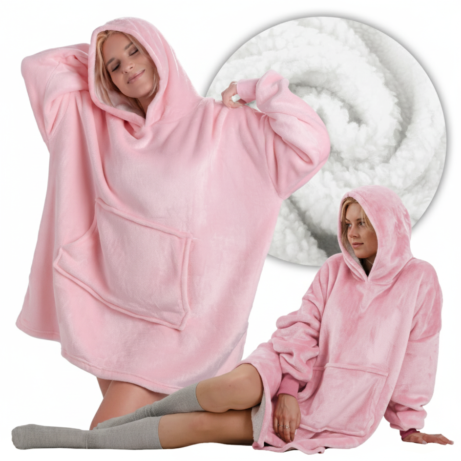 Kocobluza miękka gruba koc bluza z kapturem oversize 2w1 praktyczny prezent