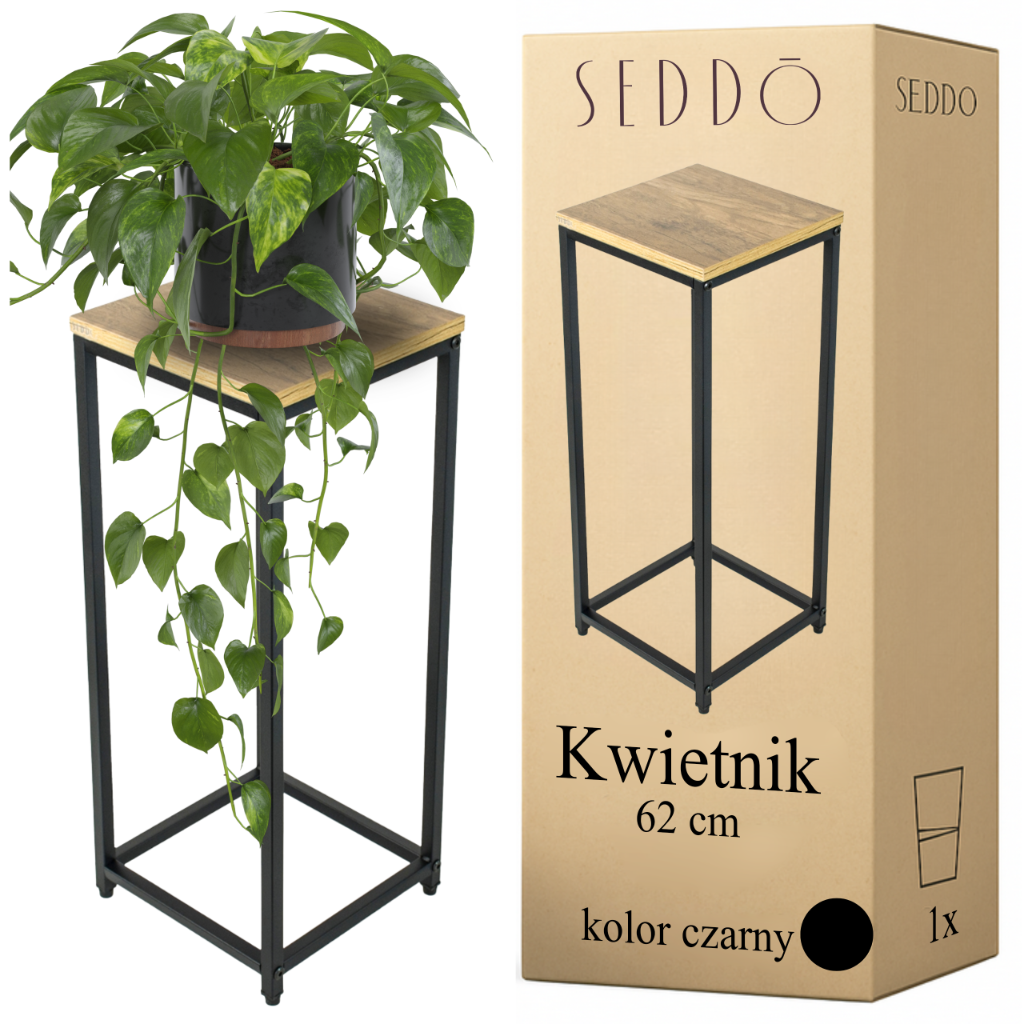 Stojak na kwiatki rośliny doniczki kwietnik stojący metalowy wysoki 62 cm
