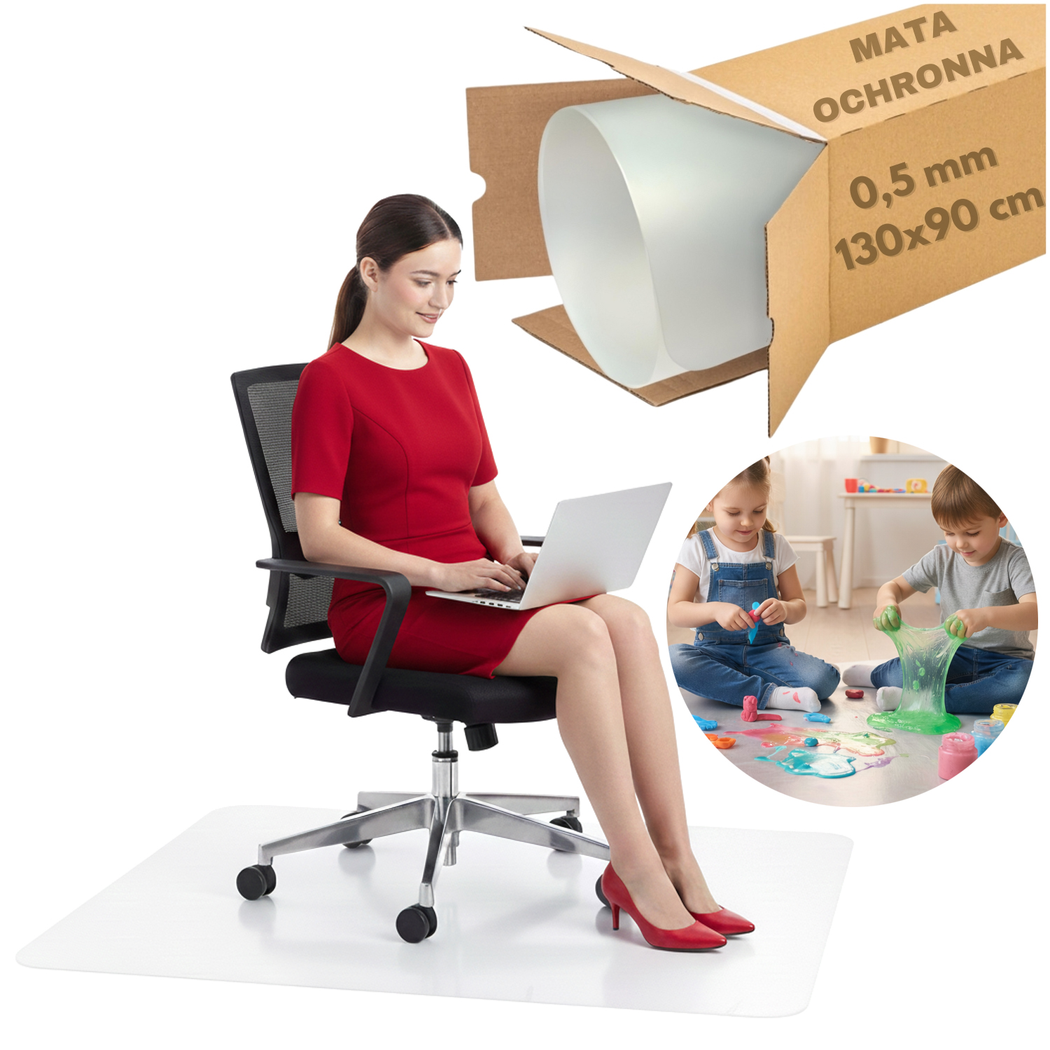 Mata ochronna pod fotel 0,5mm 130x90cm do pokoju fotela dziecięcego szkoły