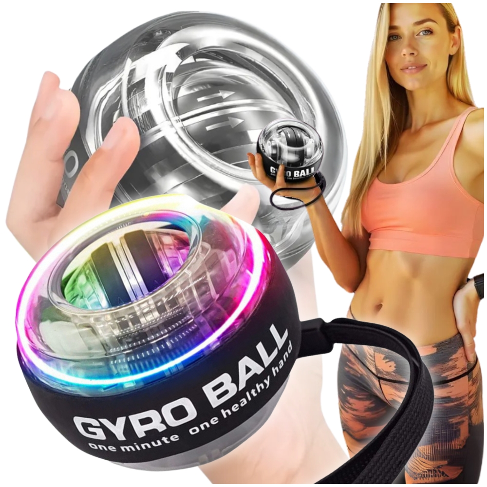 Kula żyroskopowa gyro ball piłka do ćwiczeń nadgarstka rąk led