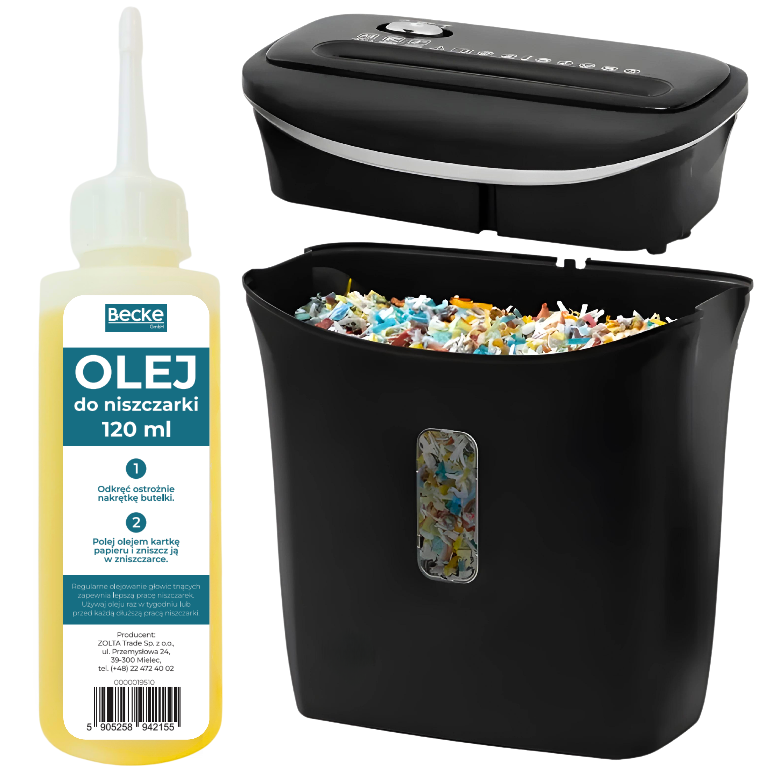 Niszczarka biurowa 12L + olej do niszczarki