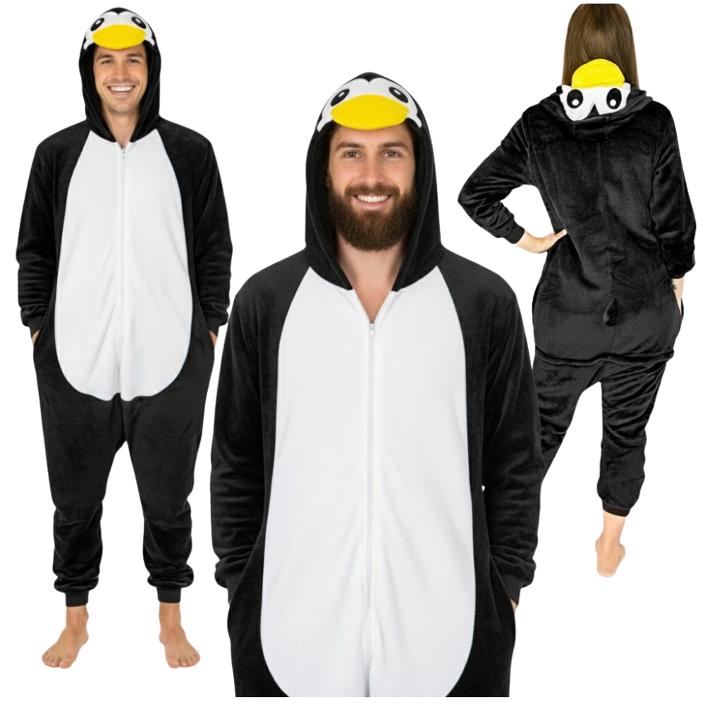 Kigurumi Onesie – kostium/piżama jednoczęściowa unisex czarny pingwin