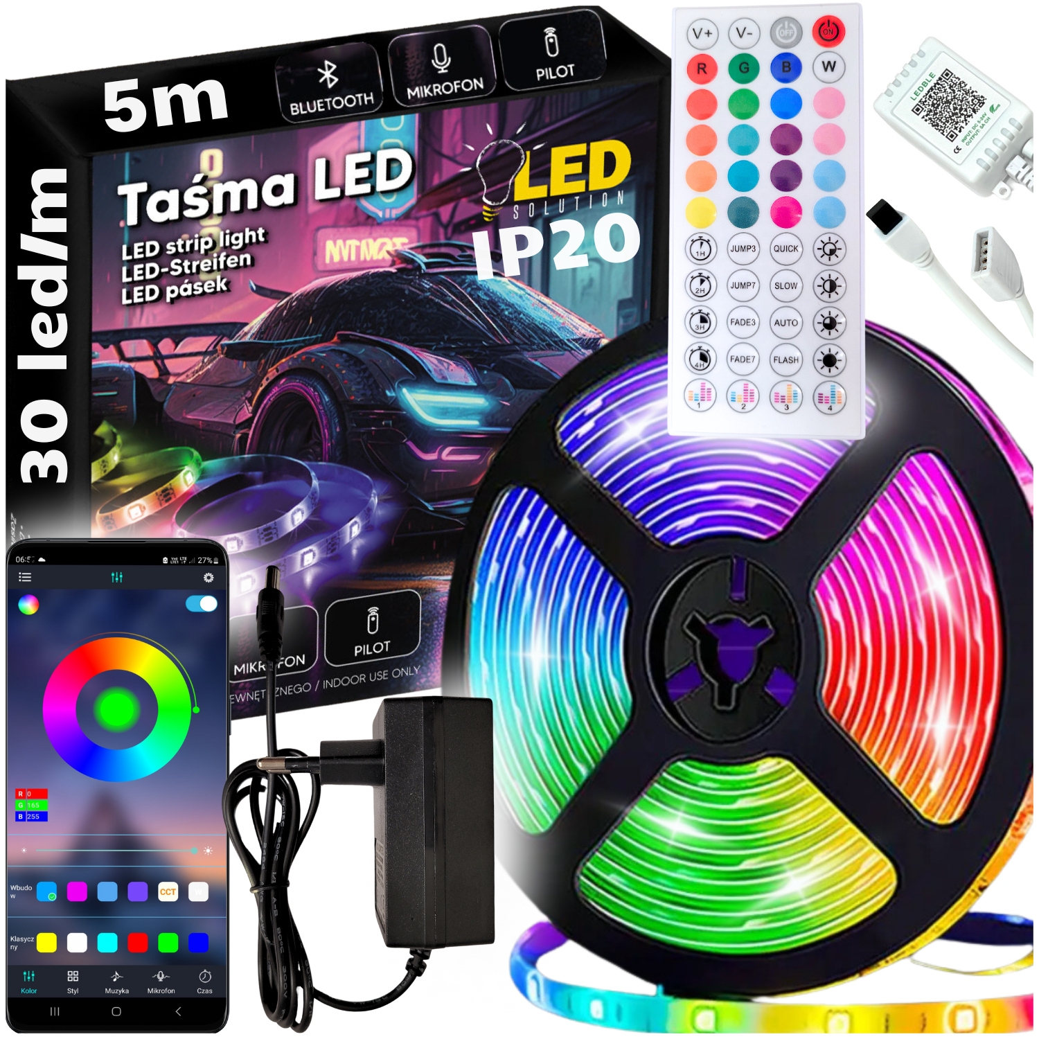 Taśma LED RGB Neon sterowanie aplikacją 5 m – 150 LED