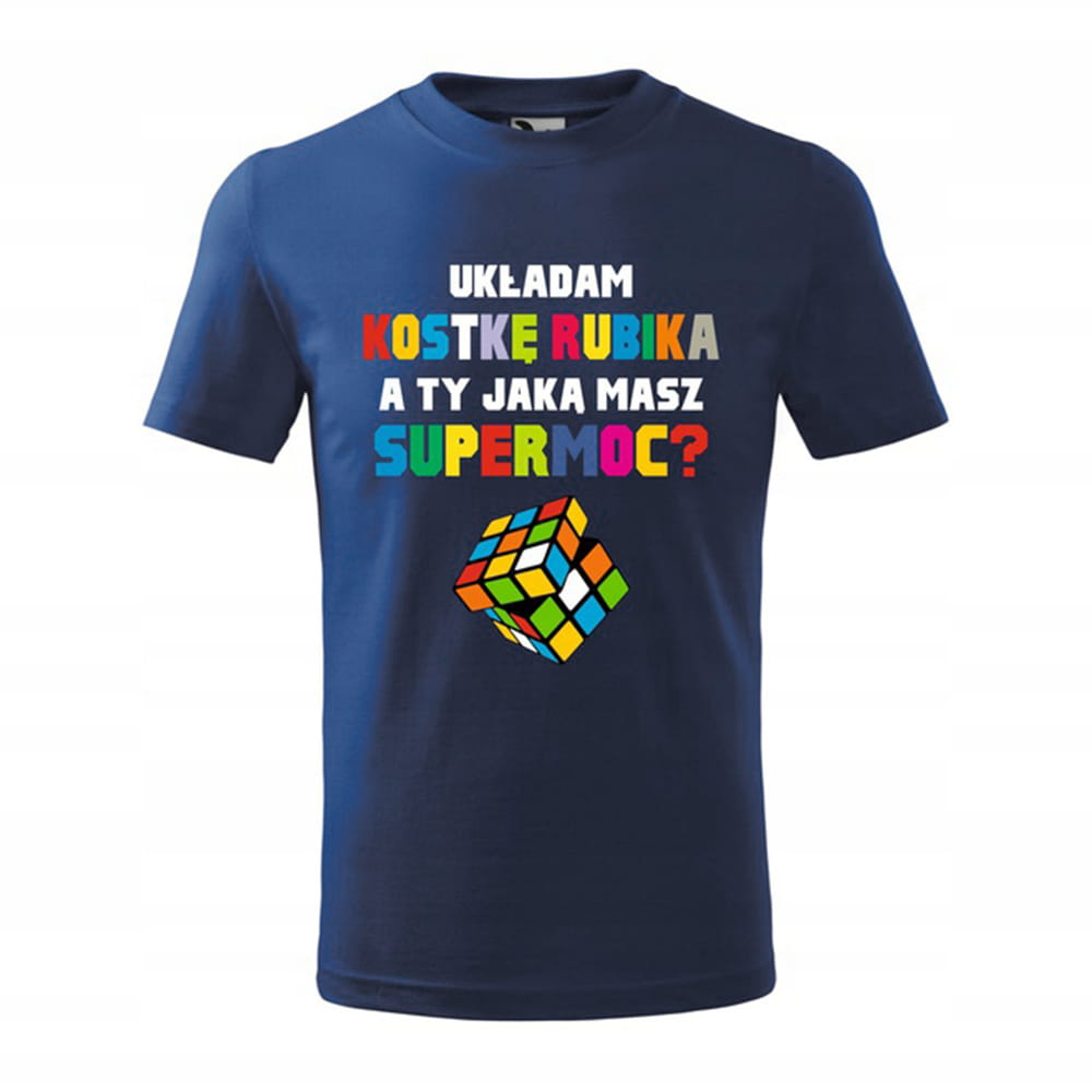 Koszulka UKŁADAM KOSTKĘ ciemna niebieska