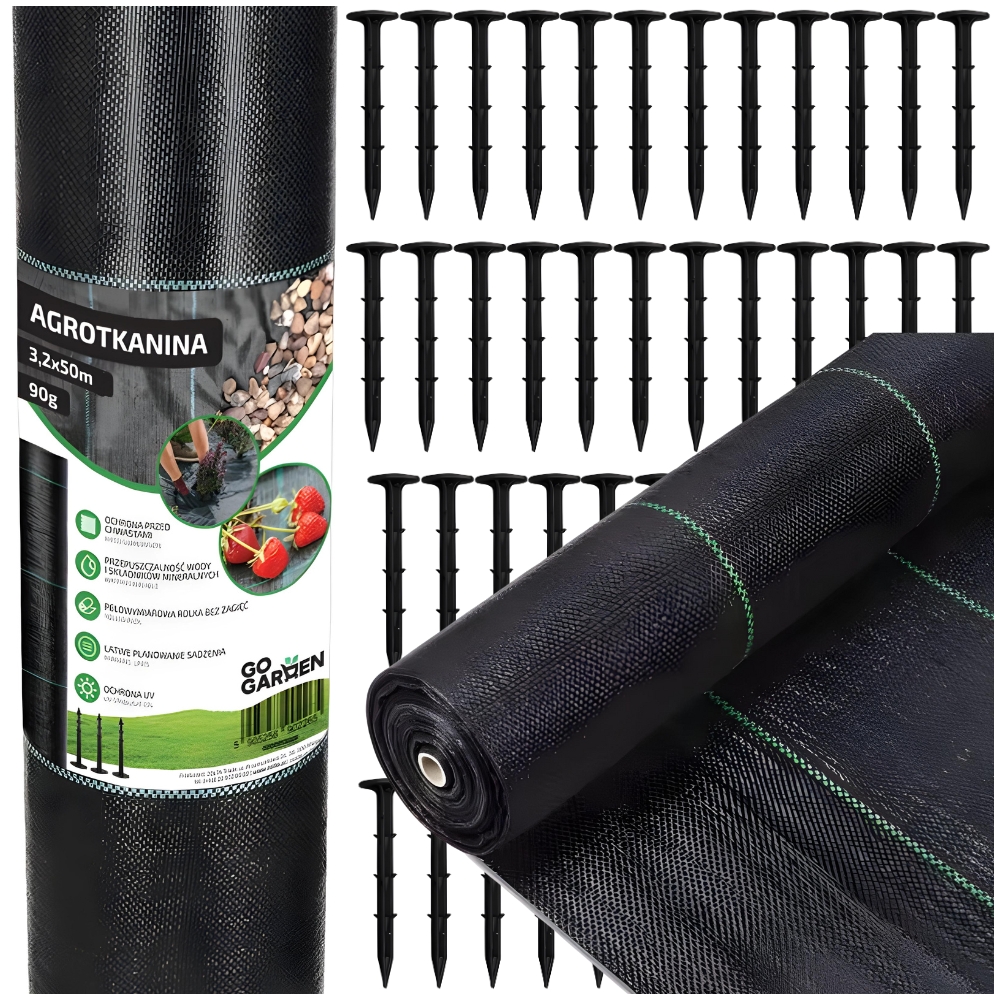 Agrotkanina przeciwko chwastom ściółkująca 3,2*50m 90g + szpilki