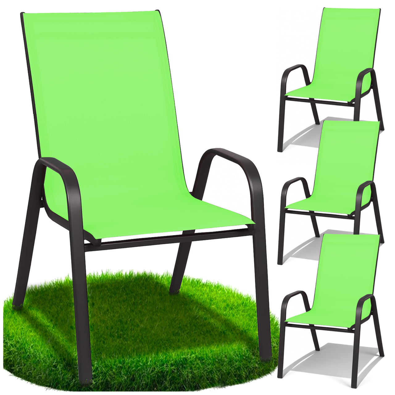 Krzesła ogrodowe metalowe na balkon taras fotel ogród zielone mocne 4 szt