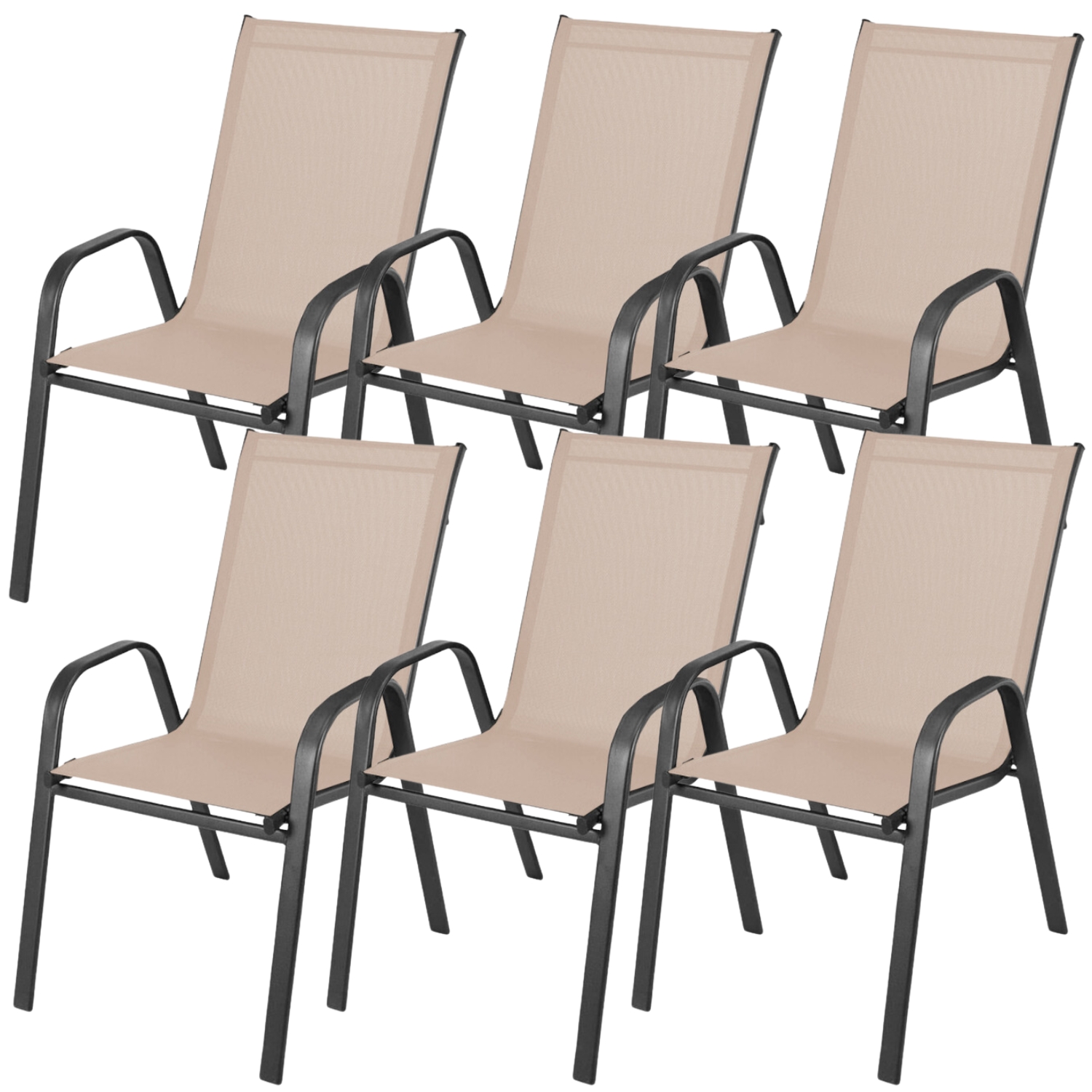 Krzesło ogrodowe metalowe taupe 6 sztuk