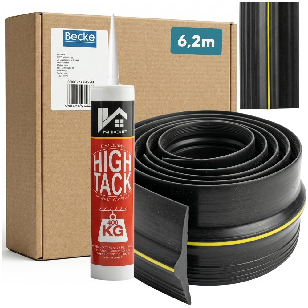 Uszczelka progowa dolna do bramy garażowej 8 cm x 6,2 m + klej