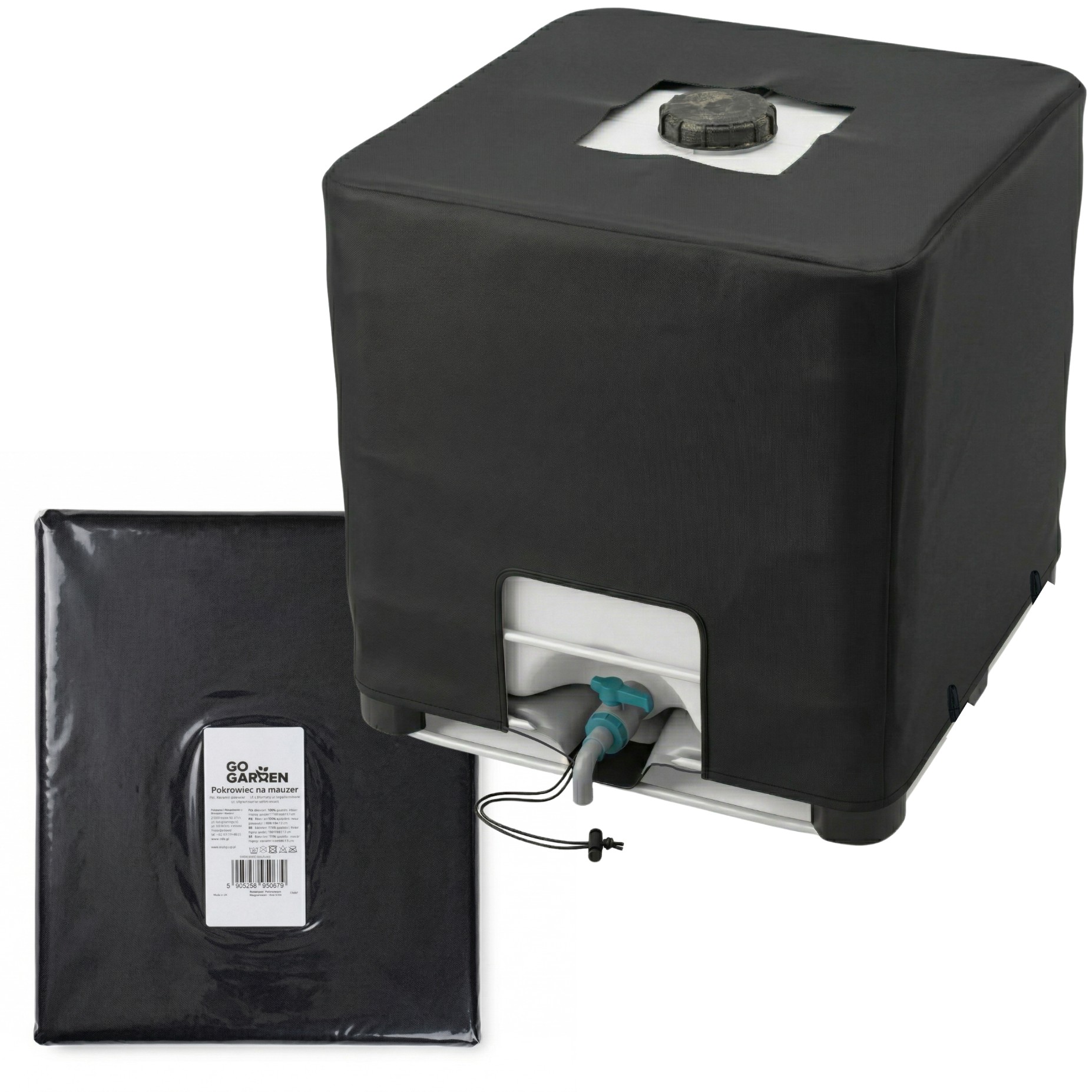 Pokrowiec na zbiornik IBC 1000L (mauzer) – osłona UV na wodę, czarny