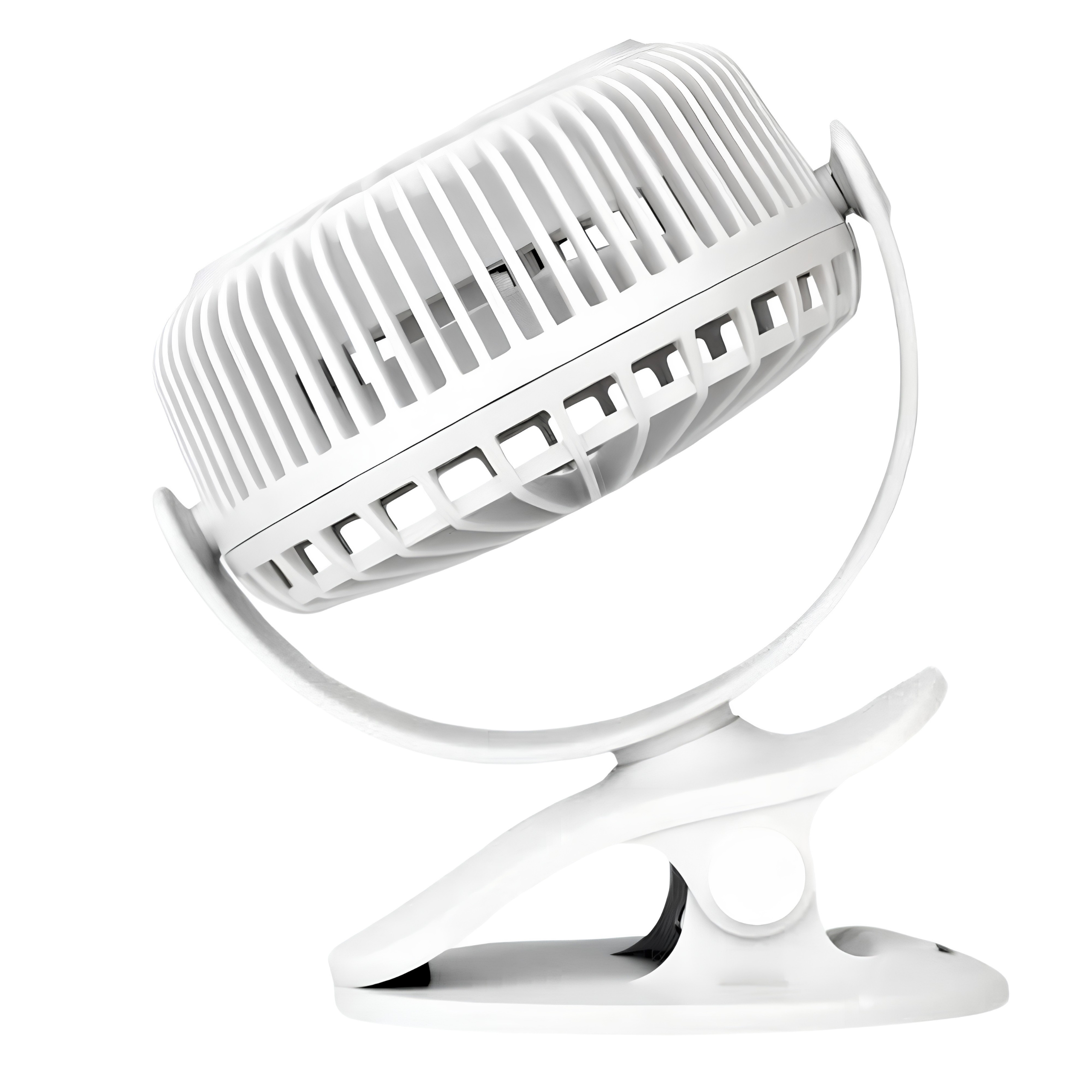 Mini wentylator z klipsem i podświetleniem LED, USB – biały – zdjęcie 2