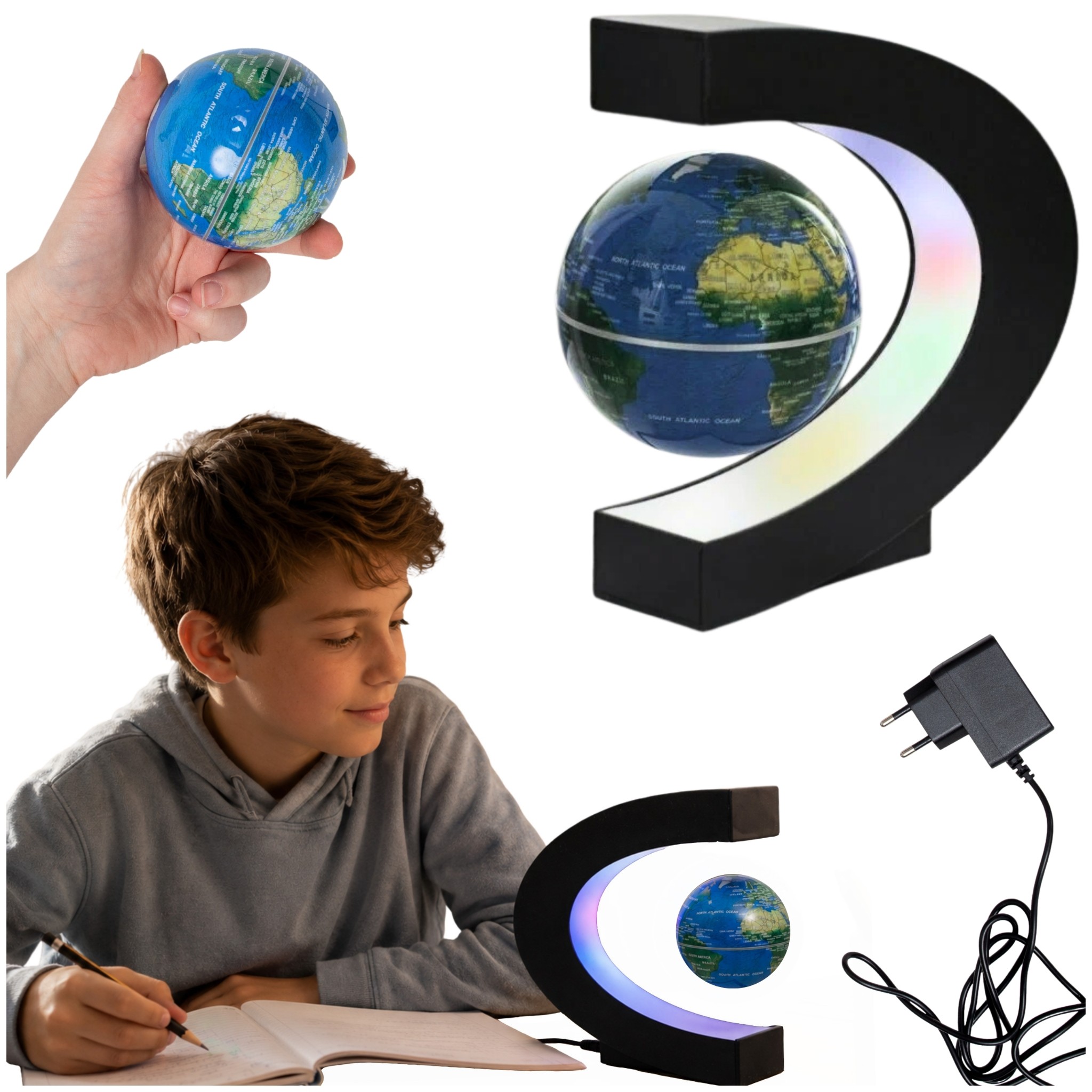Globus interaktywny lampka lewitujący podświetlany magnetyczny mapa ziemia | More&Deco