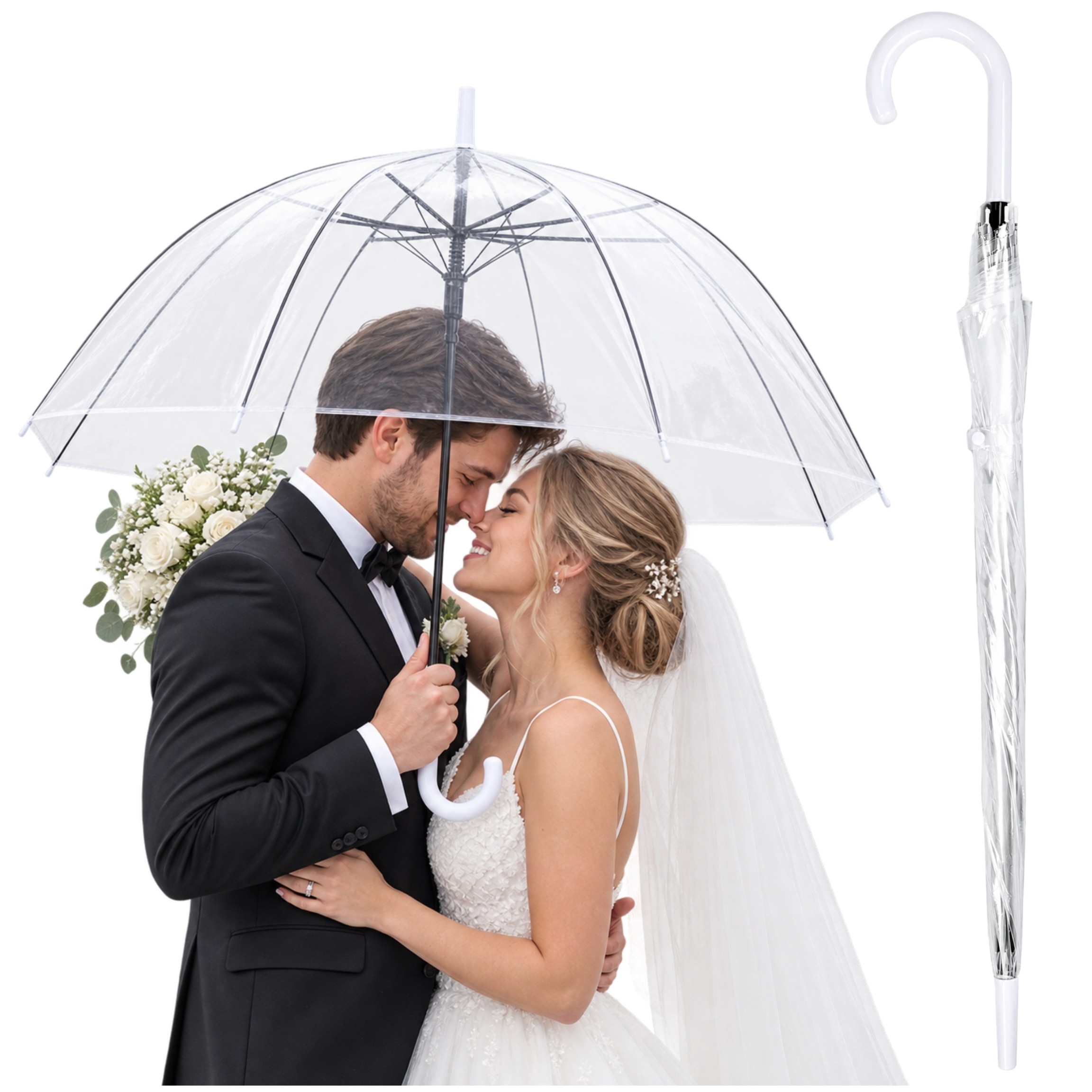 Duży parasol parasolka przezroczysty ślubny wytrzymały mocny dzień ojca | Regenberg