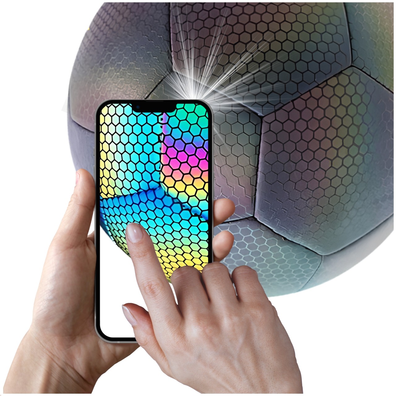 Piłka nożna odblaskowa świecąca lumi do nogi rozm 5 holograficzna football | Viva fitness