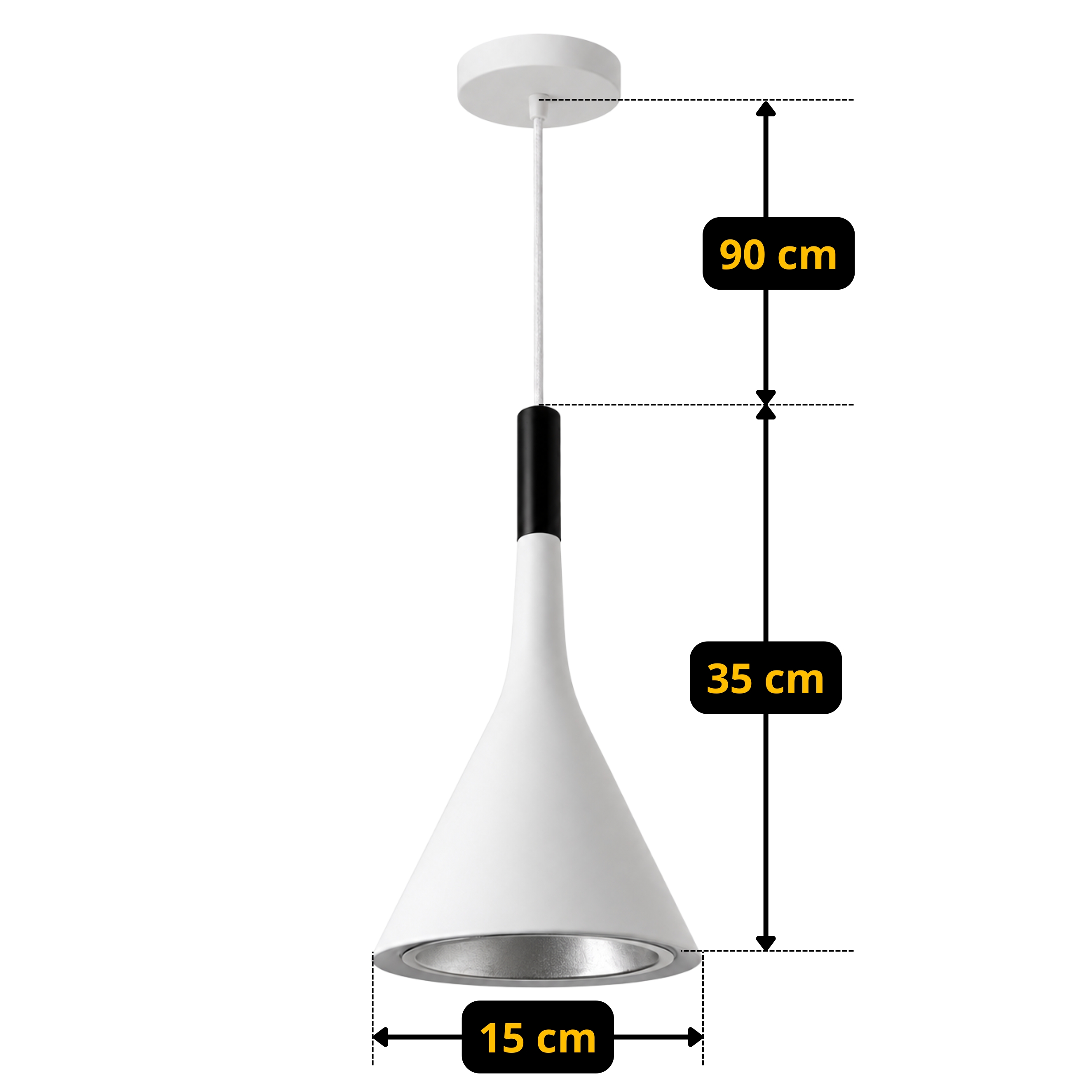 Lampa wisząca stożkowa E27 – biała – zdjęcie 1